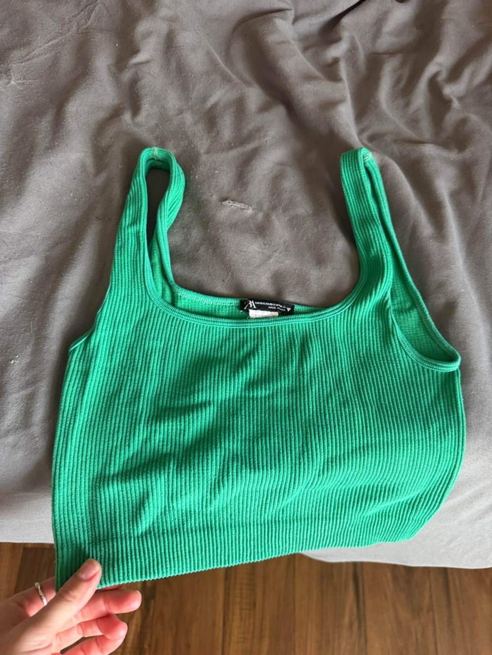 Zara Bright Green Ribbed Tank Top